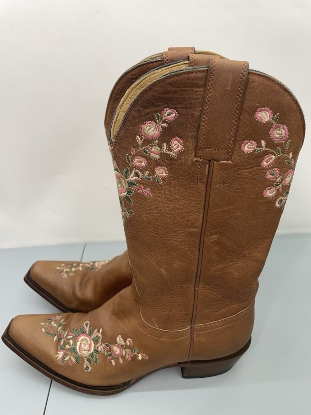 Shyanne Maisie Cowgirl Boots Floral Embroidered Western Snip Toe Leather Women 9 - Picture 8 of 16